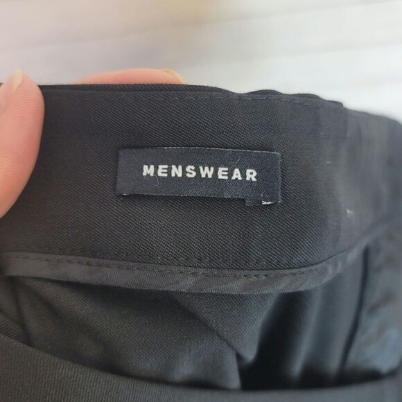 LAFAYETTE 148 NEW YORK MENSWEAR BLACK VIRGIN WOOL TROUSERS, SZ 12 - Picture 9 of 14